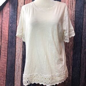 Ann Taylor Loft  Top 100% Cotton Crochet Hems